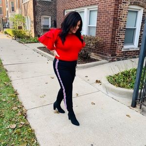 Fun dramatic Red Ruffle Top